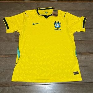 Nike Yellow Brazil Soccer Jersey with Green Details